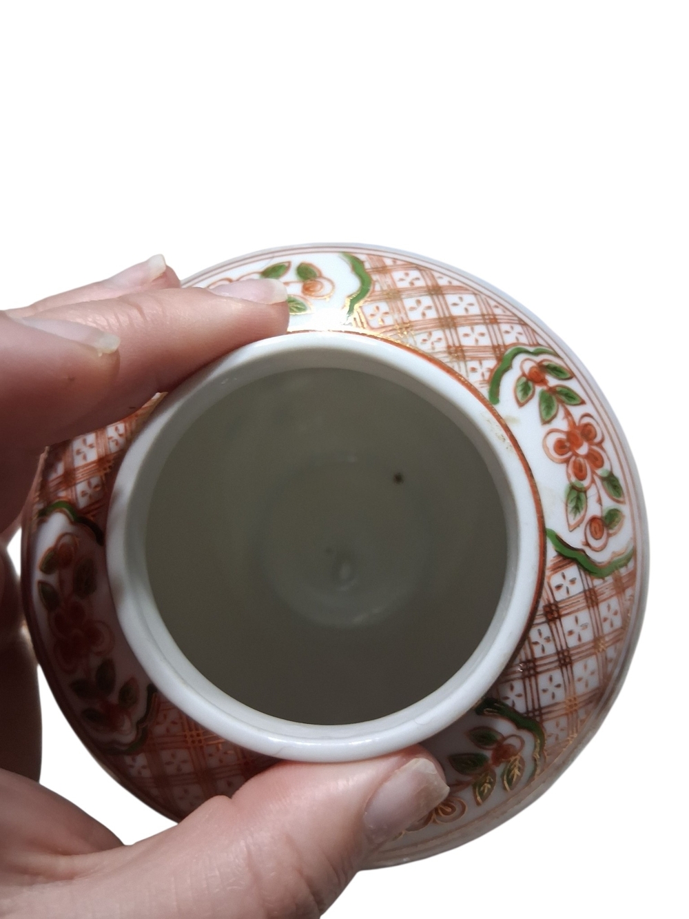 Andrea By Sadek White Porcelain Ginger Jar with Gold and Green Floral Accents - Picture 7 of 8